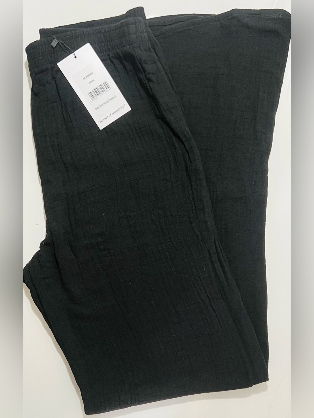BECAUSE OF ALICE Cotton Crinkle Wide Leg Trousers - Medium